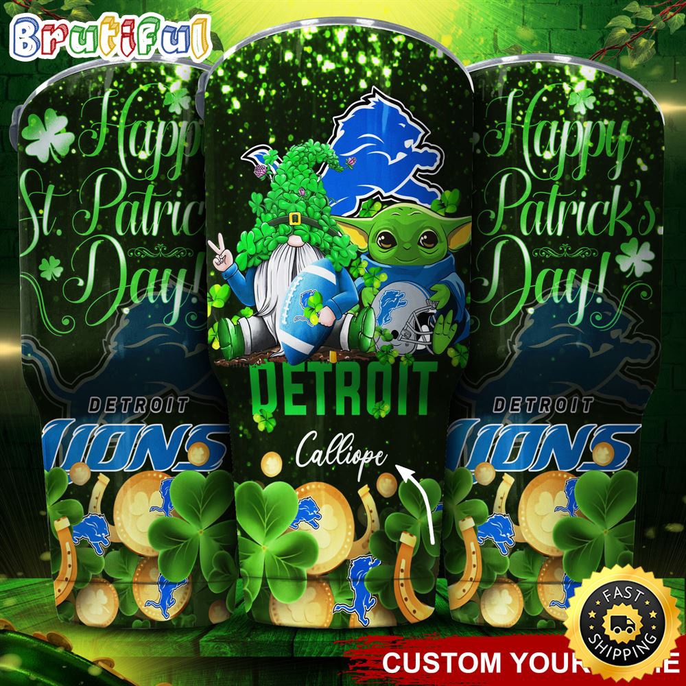 Custom Name NFL Detroit Lions Tumbler Baby Yoda Happy Patricks Day Tumbler t4yzjf.jpg