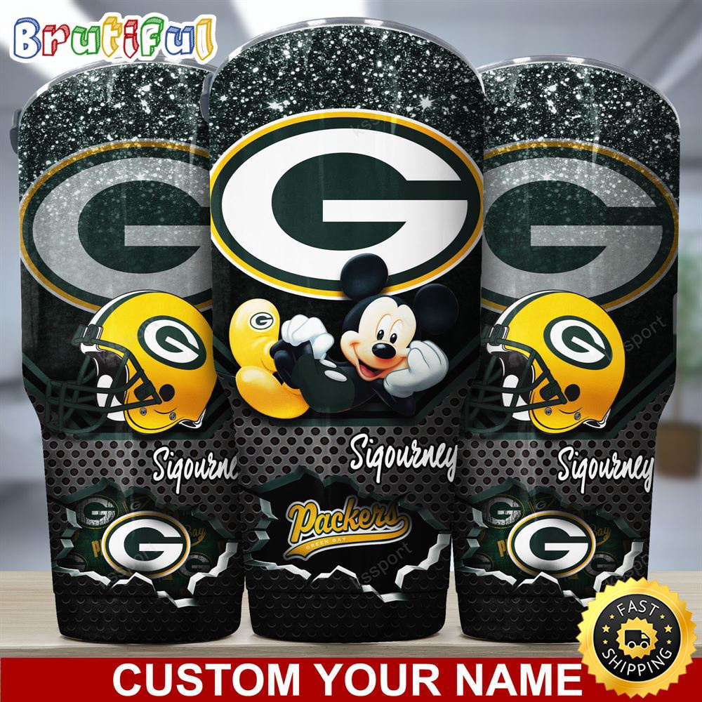 Custom Name NFL Green Bay Packers Tumbler Mickey Mouse Tumbler For Football Fans q3sbld.jpg