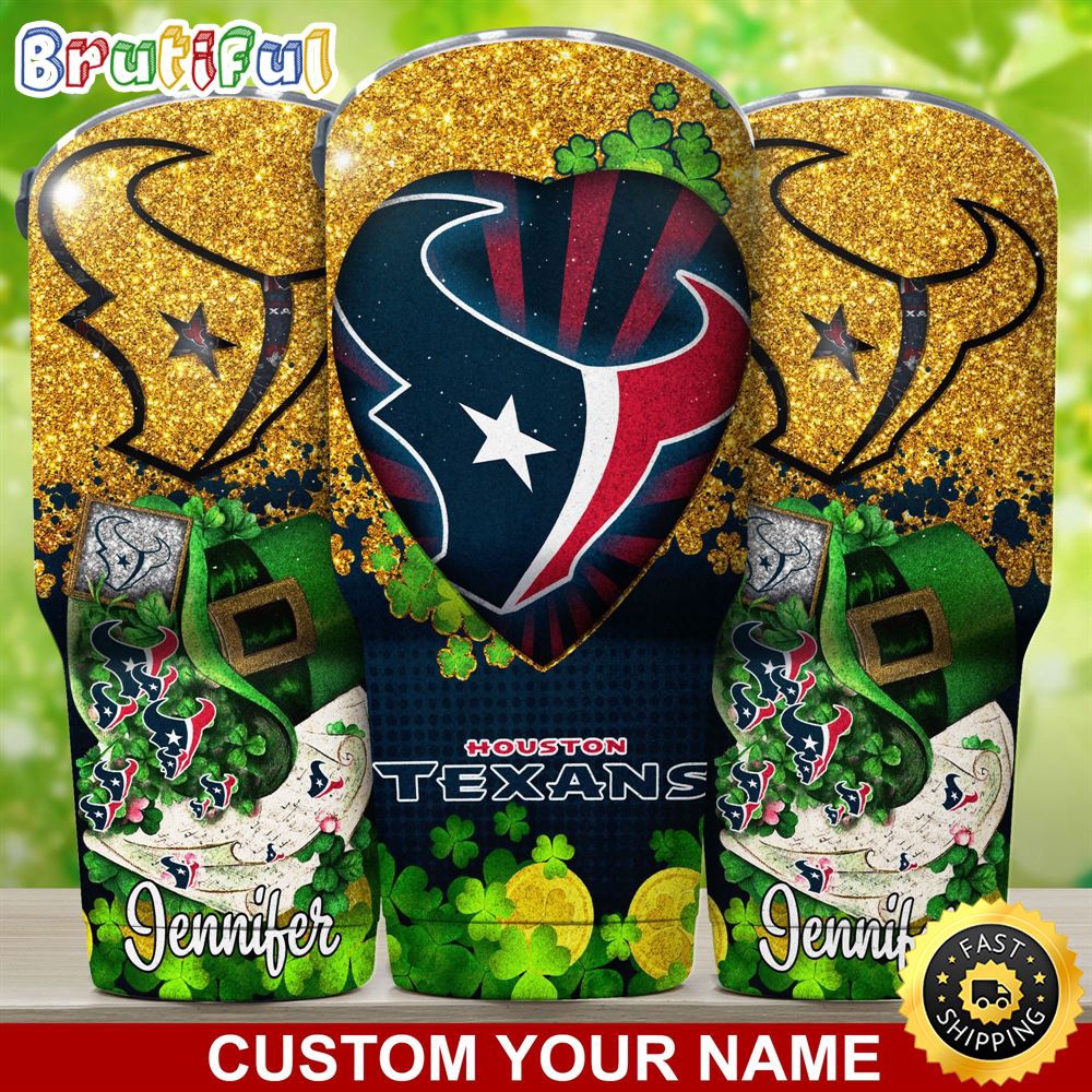 Custom Name NFL Houston Texans Tumbler Nfl Patricks Day Tumbler zh9kpd.jpg