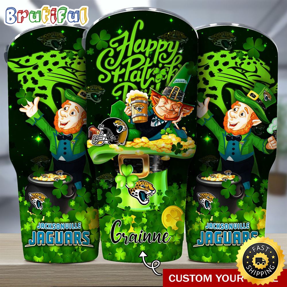 Custom Name NFL Jacksonville Jaguars Tumbler The Saint Patricks Day Tumbler For Fans isacq0.jpg