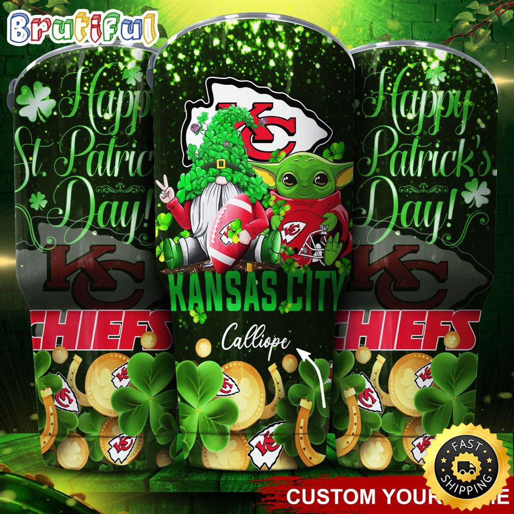 Custom Name NFL Kansas City Chiefs Tumbler Baby Yoda Happy Patricks Day Tumbler d4hexq.jpg