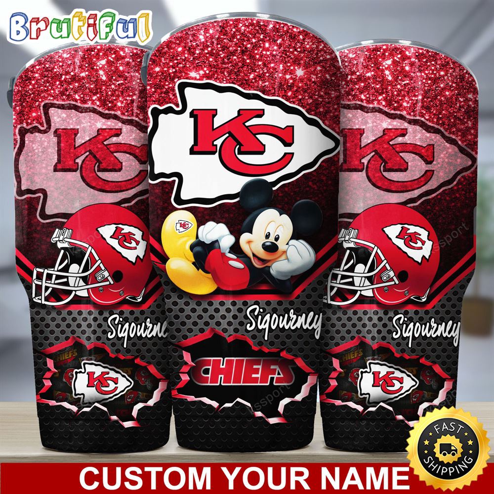 Custom Name NFL Kansas City Chiefs Tumbler Mickey Mouse Tumbler For Football Fans neznjj.jpg