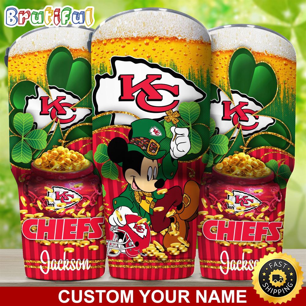 Custom Name NFL Kansas City Chiefs Tumbler Nfl Tumbler Patricks Day Mickey For Sports Fans j93se3.jpg