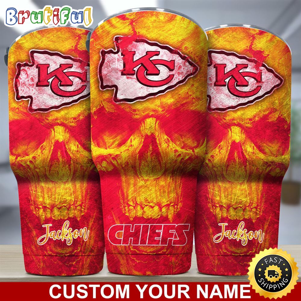 Custom Name NFL Kansas City Chiefs Tumbler Skull Pattern For Sports Fan retdhe.jpg