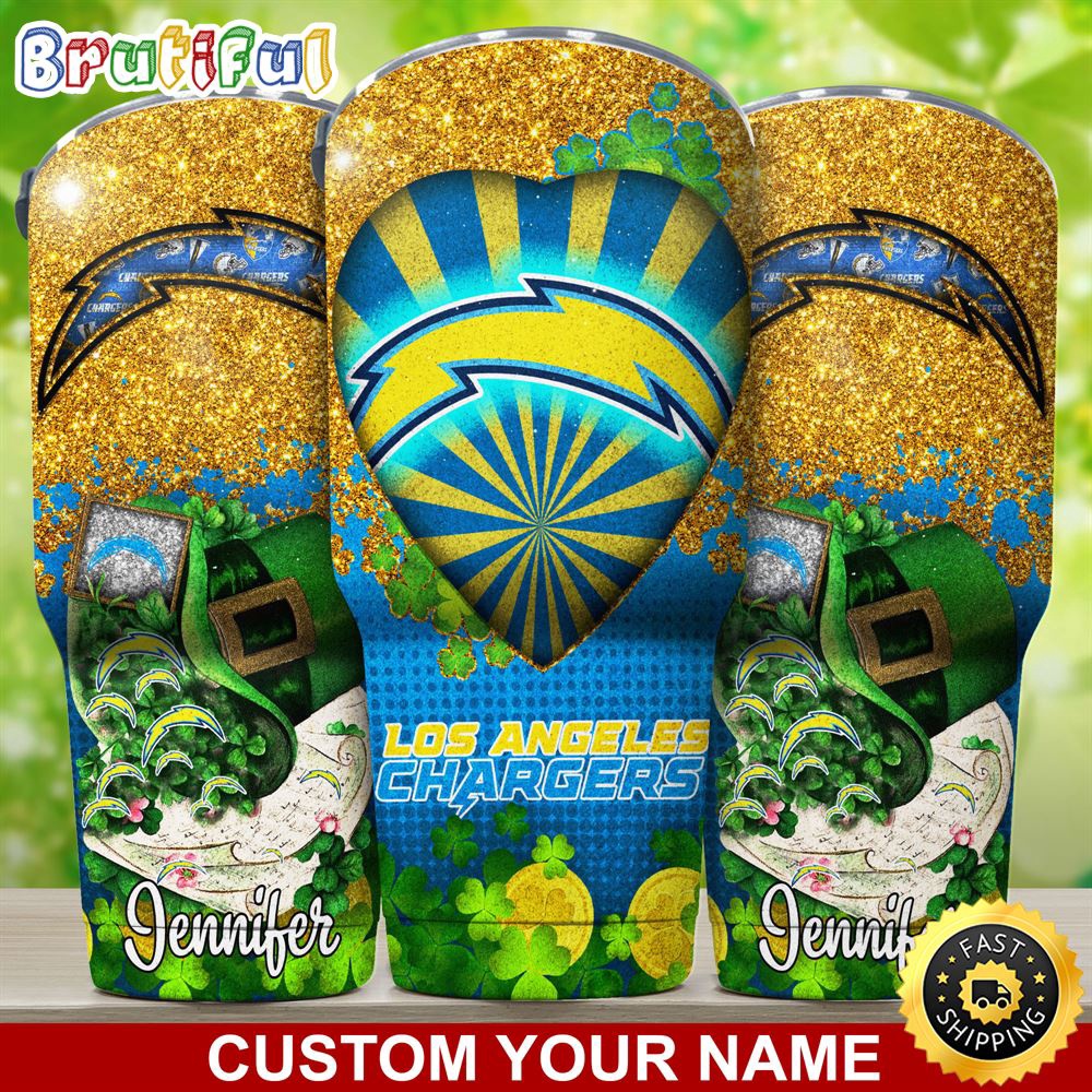 Custom Name NFL Los Angeles Chargers Tumbler Nfl Patricks Day Tumbler wm18gf.jpg