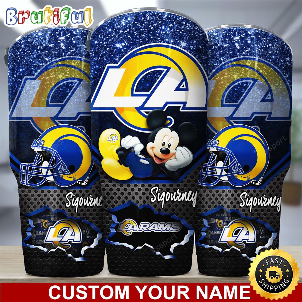 Custom Name NFL Los Angeles Rams Tumbler Mickey Mouse Tumbler For Football Fans ic1smn.jpg