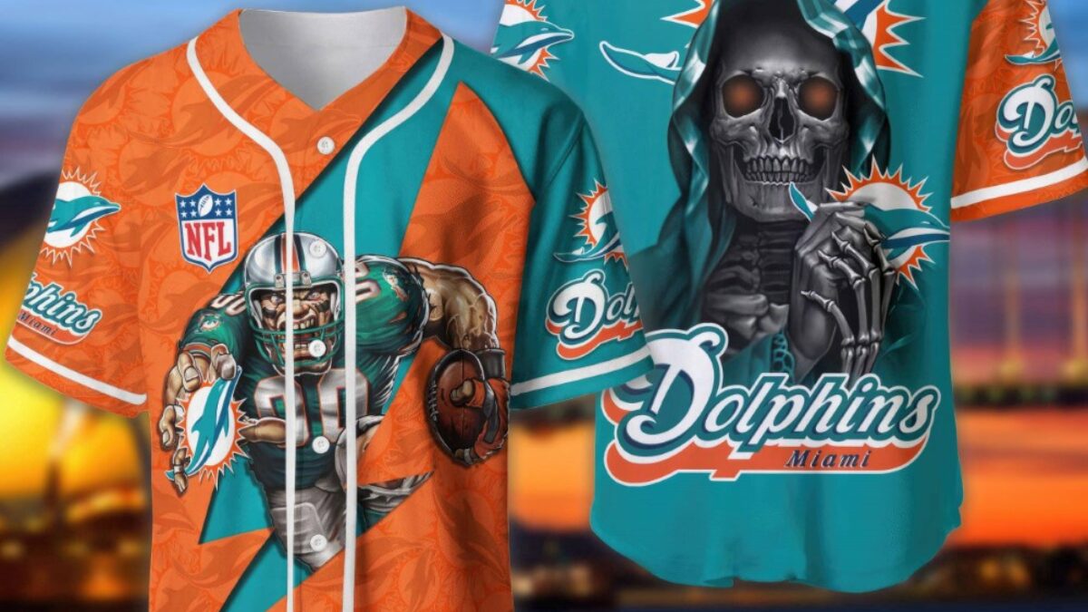 Custom Name NFL Miami Dolphins Baseball Jersey The Reaper Shirts