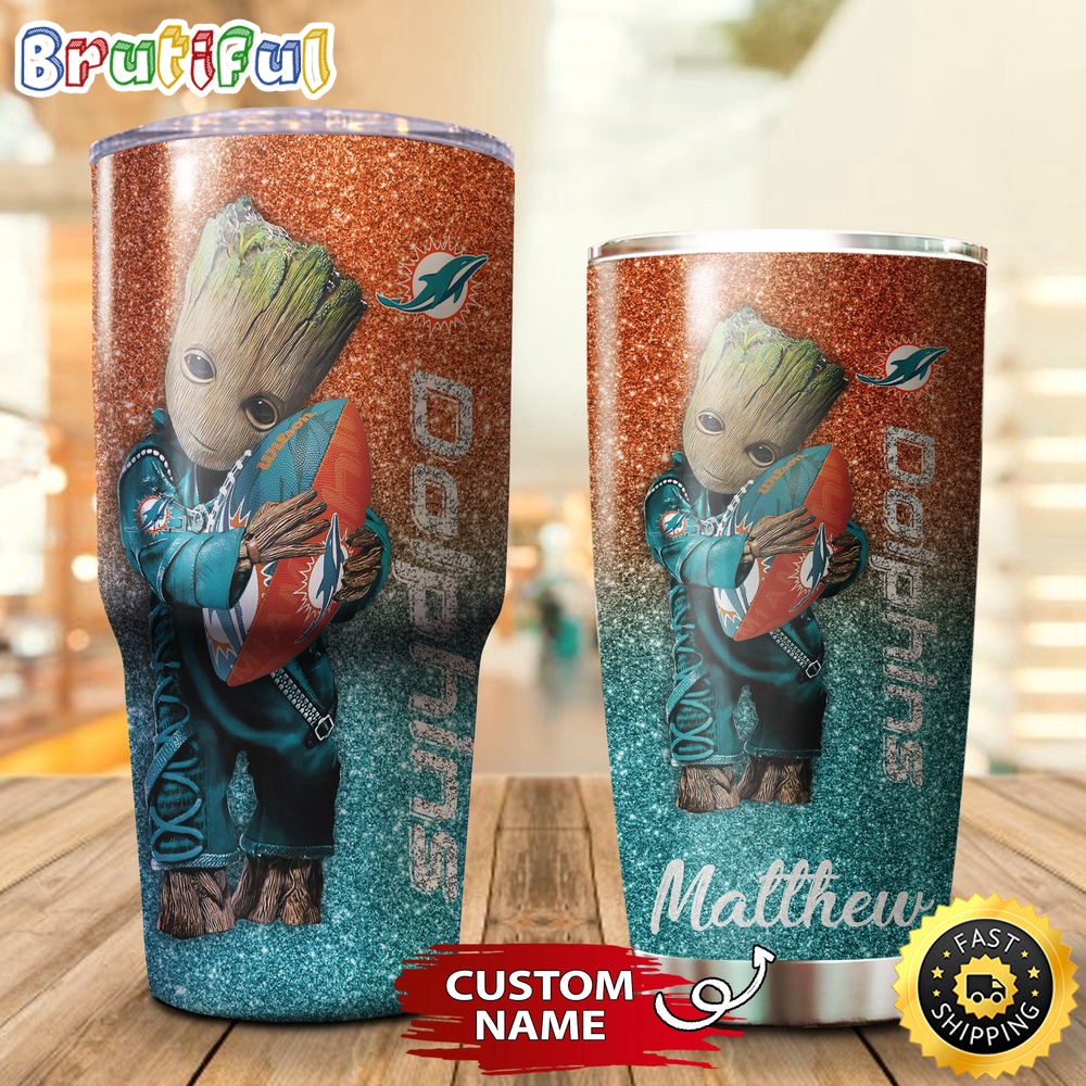 Custom Name NFL Miami Dolphins Tumbler Baby Groot Loves Rugby Tumbler aaftlp.jpg