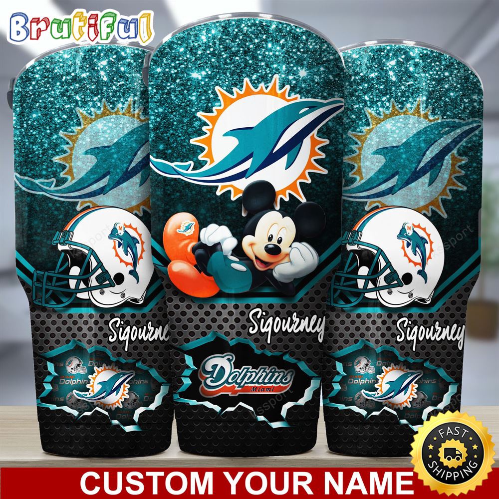 Custom Name NFL Miami Dolphins Tumbler Mickey Mouse Tumbler For Football Fans gfzsgi.jpg