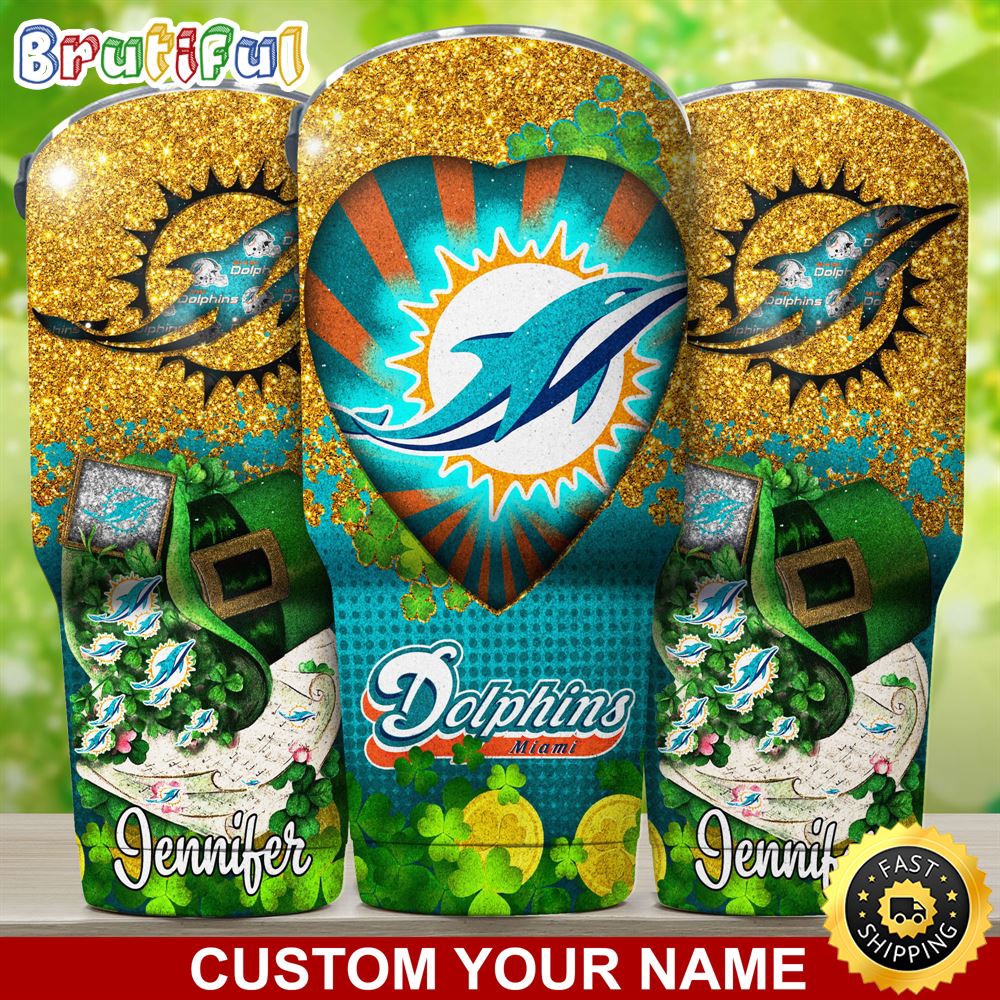 Custom Name NFL Miami Dolphins Tumbler Nfl Patricks Day Tumbler dfifbl.jpg