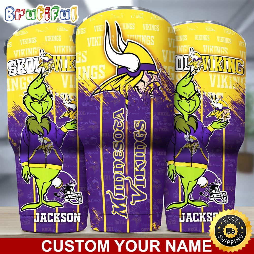 Custom Name NFL Minnesota Vikings Tumbler Grinch Tumbler For Fans wszgfv.jpg