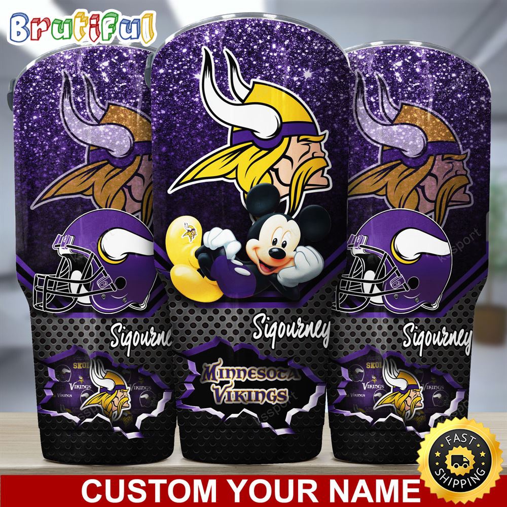 Custom Name NFL Minnesota Vikings Tumbler Mickey Mouse Tumbler For Football Fans i7wllt.jpg