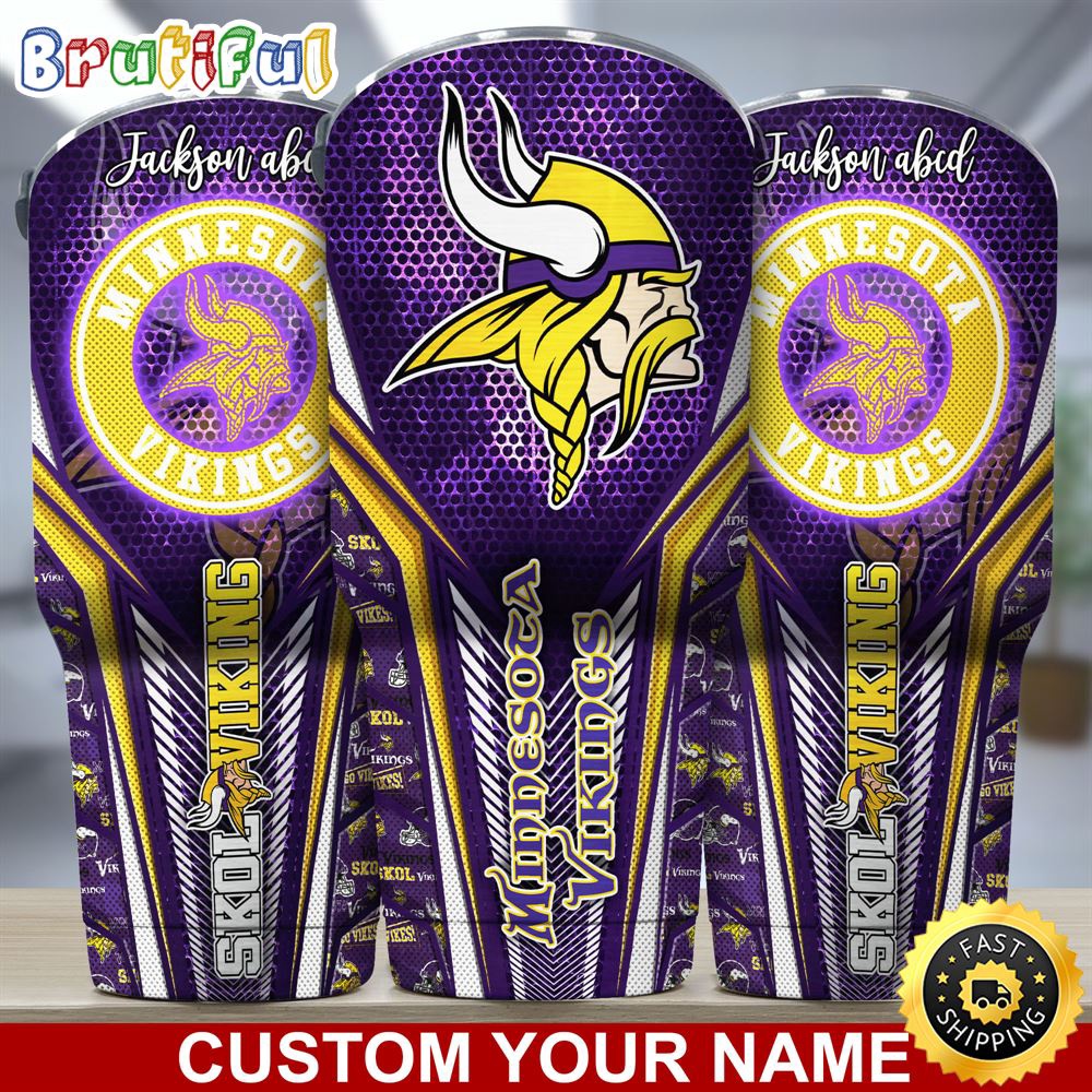 Custom Name NFL Minnesota Vikings Tumbler NFL Tumbler Jersey Style For Your Loved Ones xbemdm.jpg