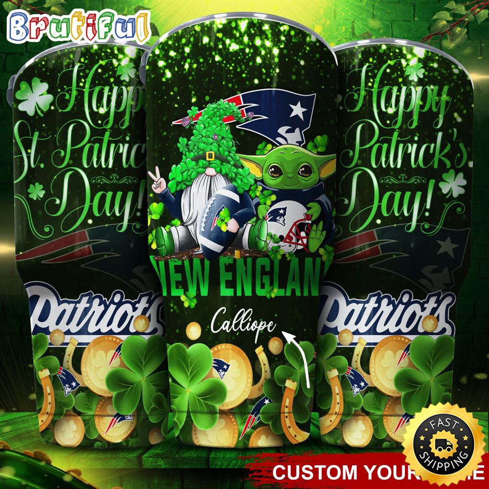 Custom Name NFL New England Patriots Tumbler Baby Yoda Happy Patricks Day Tumbler l49dtw.jpg