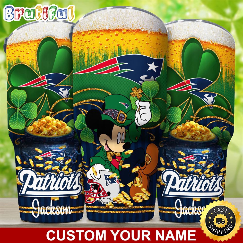 Custom Name NFL New England Patriots Tumbler Nfl Tumbler Patricks Day Mickey For Sports Fans btpo1v.jpg
