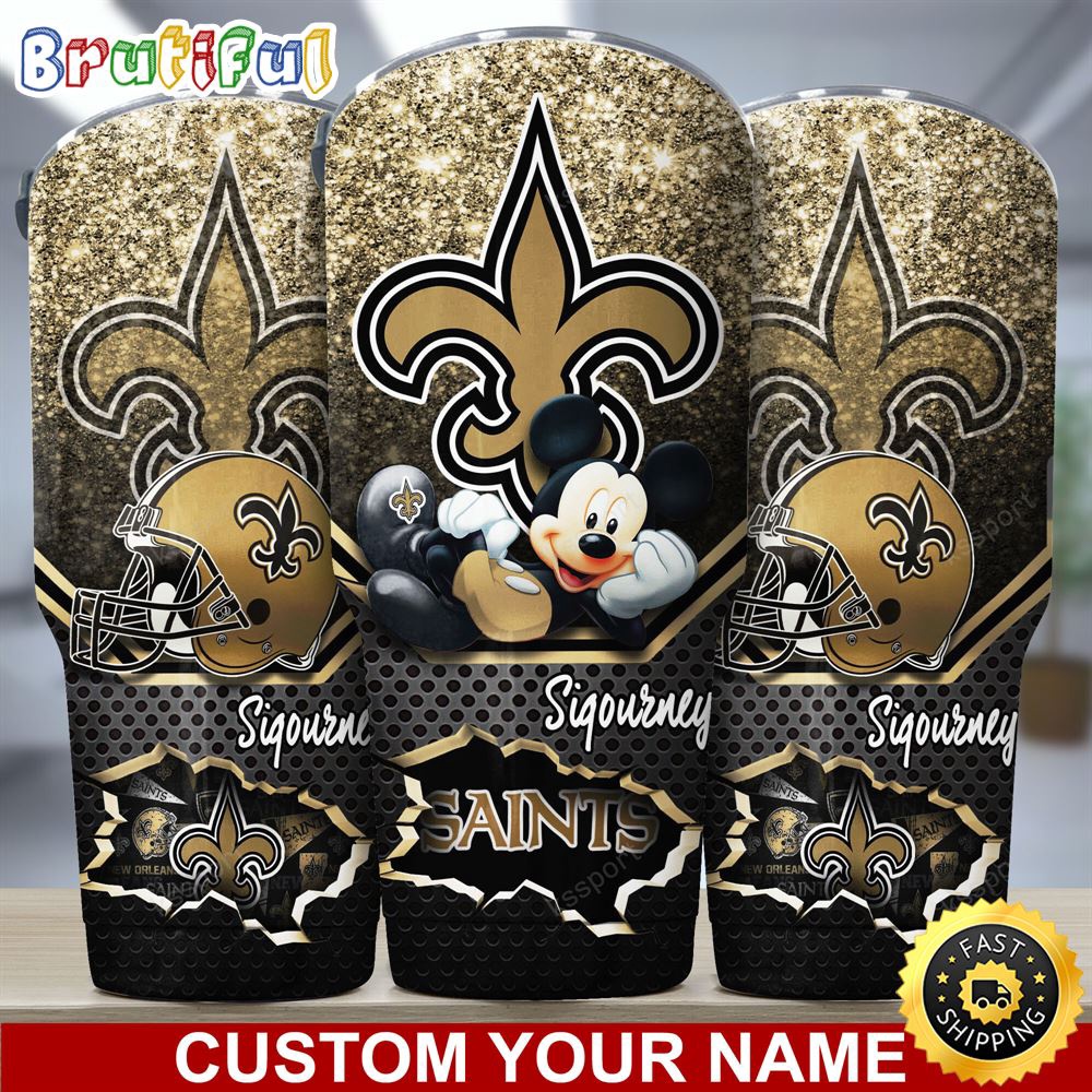Custom Name NFL New Orleans Saints Tumbler Mickey Mouse Tumbler For Football Fans hayz8d.jpg