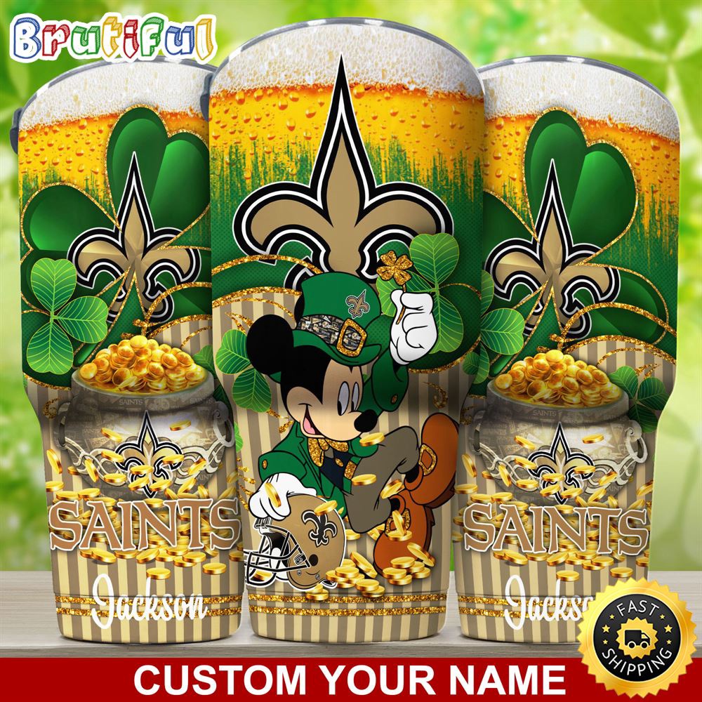 Custom Name NFL New Orleans Saints Tumbler Nfl Tumbler Patricks Day Mickey For Sports Fans e9zvht.jpg