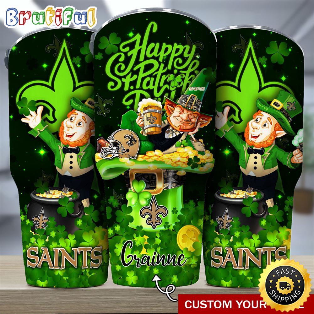 Custom Name NFL New Orleans Saints Tumbler The Saint Patricks Day Tumbler For Fans hgfbwq.jpg