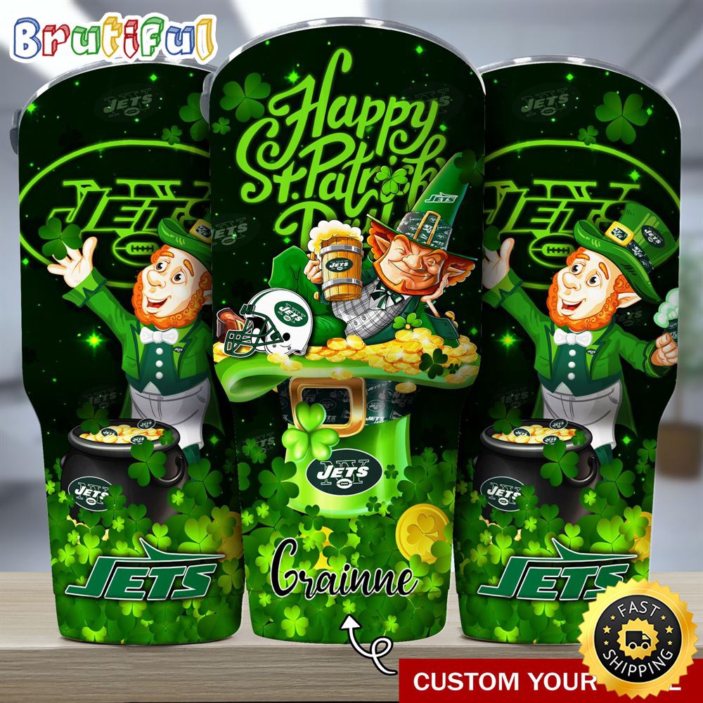 Custom Name NFL New York Jets Tumbler The Saint Patricks Day Tumbler For Fans ehdngq.jpg