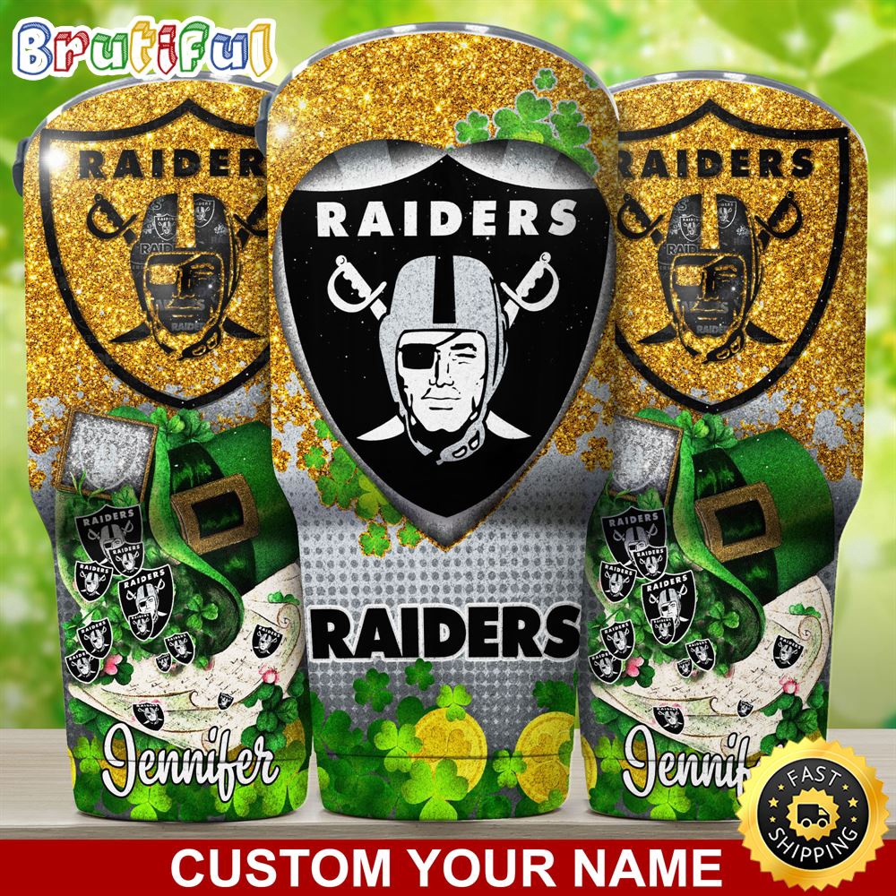 Custom Name NFL Oakland Raiders Tumbler Nfl Patricks Day Tumbler hkv2zs.jpg