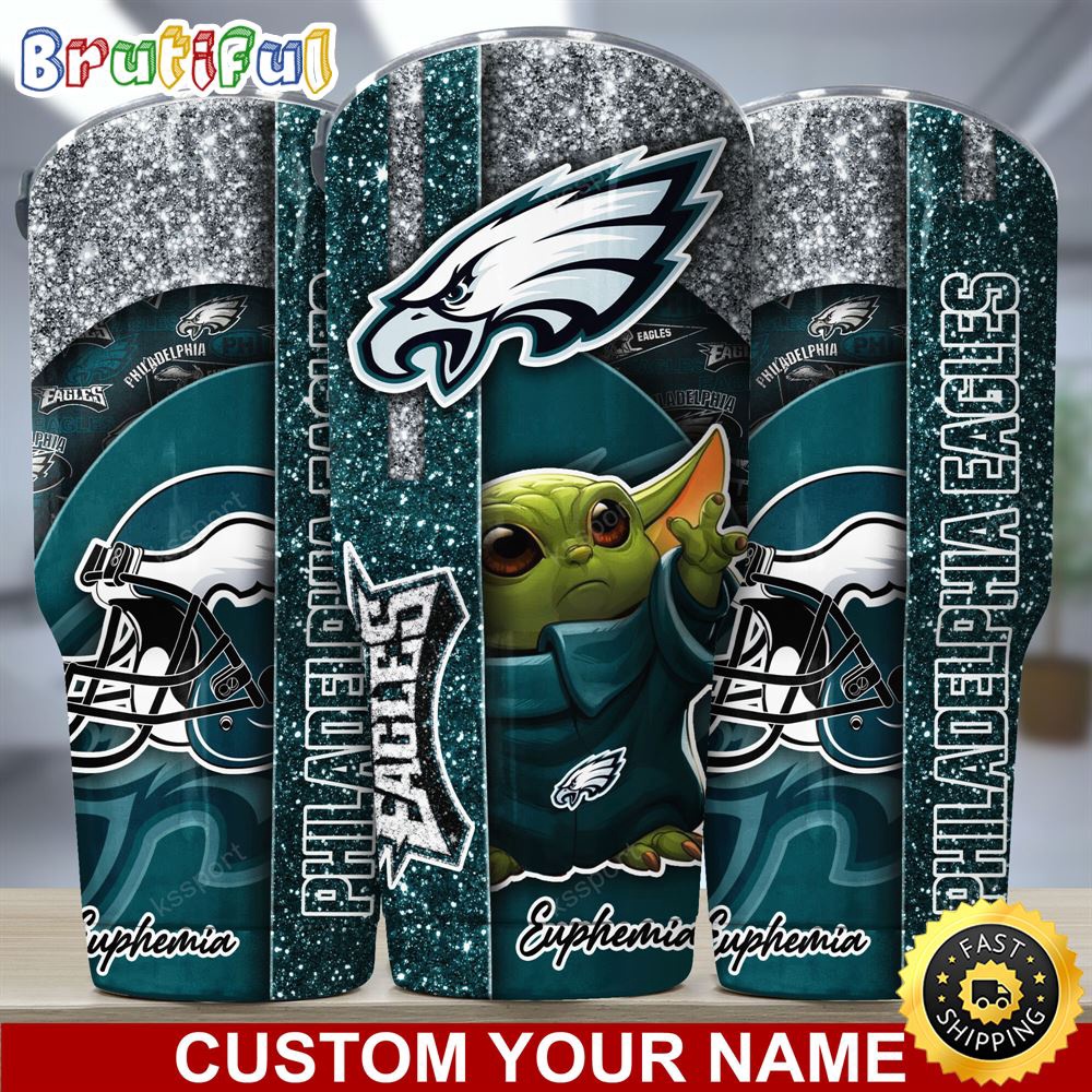 Custom Name NFL Philadelphia Eagles Tumbler Baby Yoda Tumbler For Fans a3kkme.jpg