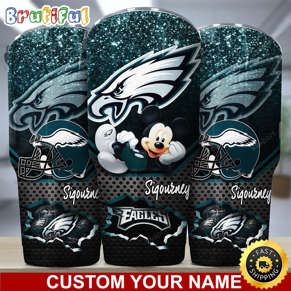 Custom Name NFL Philadelphia Eagles Tumbler Mickey Mouse Tumbler For Football Fans jhlm6n.jpg