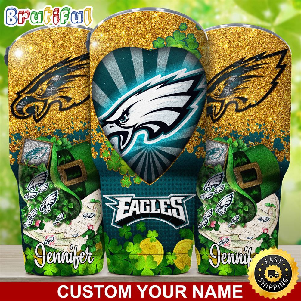 Custom Name NFL Philadelphia Eagles Tumbler Nfl Patricks Day Tumbler e5de2m.jpg
