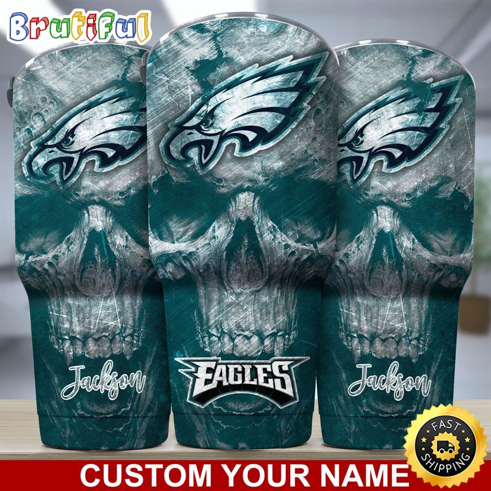 Custom Name NFL Philadelphia Eagles Tumbler Skull Pattern For Sports Fan gx3ogz.jpg