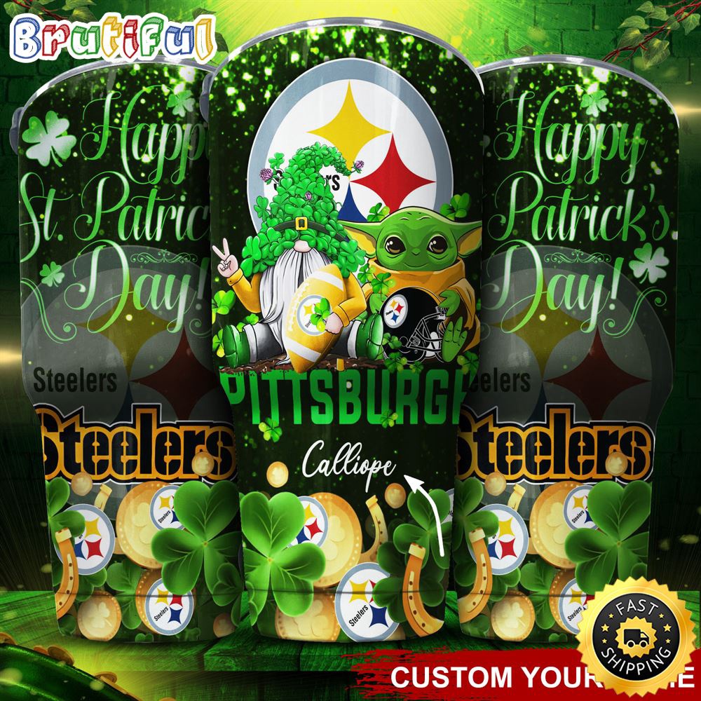 Custom Name NFL Pittsburgh Steelers Tumbler Baby Yoda Happy Patricks Day Tumbler jtxy9n.jpg