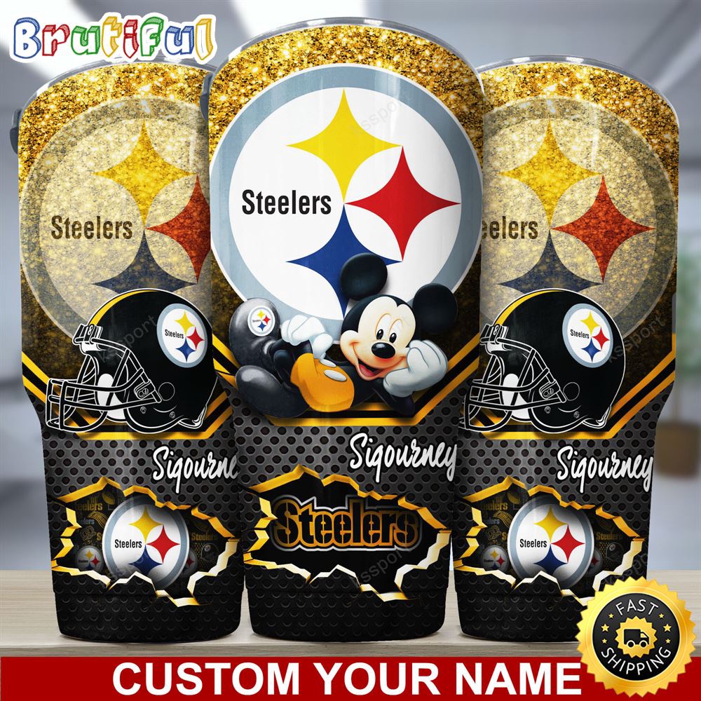 Custom Name NFL Pittsburgh Steelers Tumbler Mickey Mouse Tumbler For Football Fans ylmw2p.jpg
