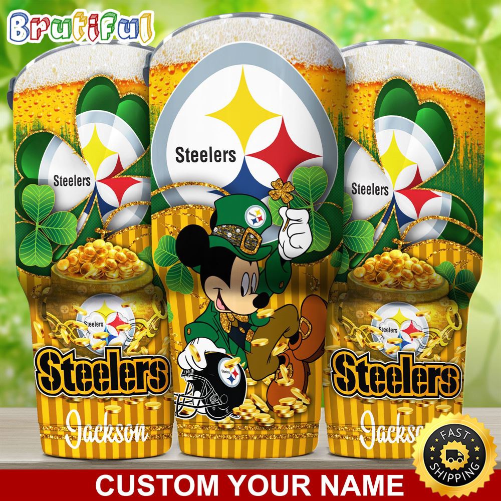 Custom Name NFL Pittsburgh Steelers Tumbler Nfl Tumbler Patricks Day Mickey For Sports Fans in3r3s.jpg