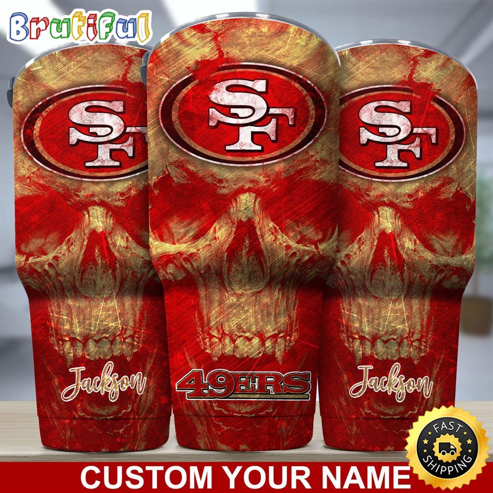Custom Name NFL San Francisco 49ers Tumbler Skull Pattern For Sports Fan s6l5ji.jpg