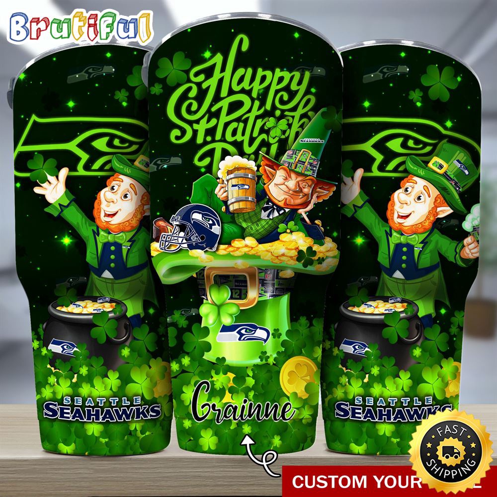 Custom Name NFL Seattle Seahawks Tumbler The Saint Patricks Day Tumbler For Fans mxv3xf.jpg