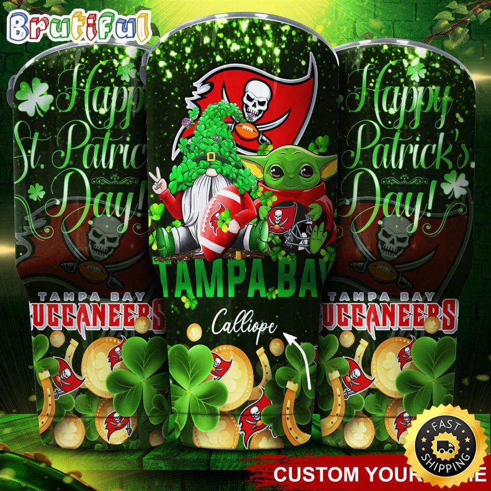 Custom Name NFL Tampa Bay Buccaneers Tumbler Baby Yoda Happy Patricks Day Tumbler a265j4.jpg