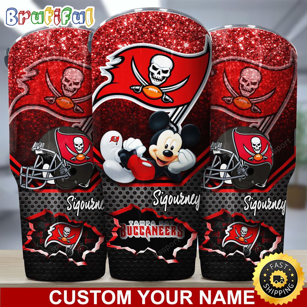 Custom Name NFL Tampa Bay Buccaneers Tumbler Mickey Mouse Tumbler For Football Fans vgytdt.jpg