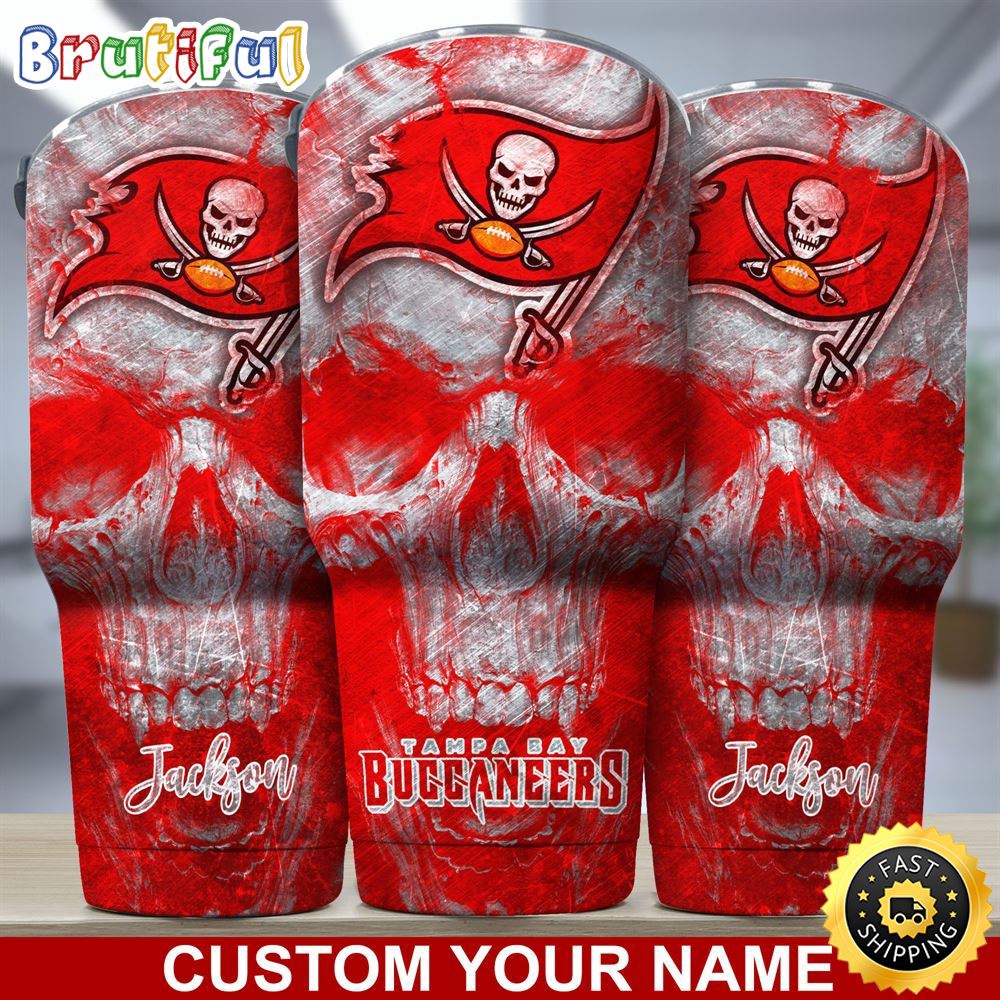 Custom Name NFL Tampa Bay Buccaneers Tumbler Skull Pattern For Sports Fan em6xvh.jpg