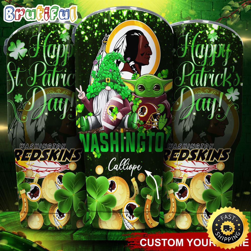 Custom Name NFL Washington Commanders Tumbler Baby Yoda Happy Patricks Day Tumbler hztqtj.jpg