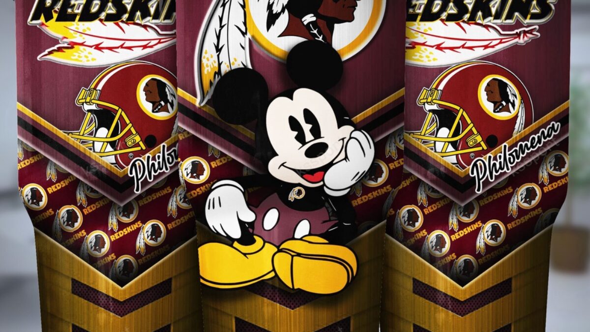 Custom Name NFL Washington Redskins Tumbler Mickey And Logo Nfl