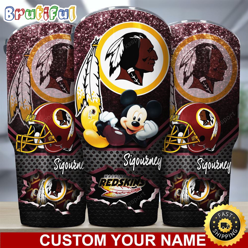 Custom Name NFL Washington Redskins Tumbler Mickey Mouse Tumbler For Football Fans zs70jf.jpg