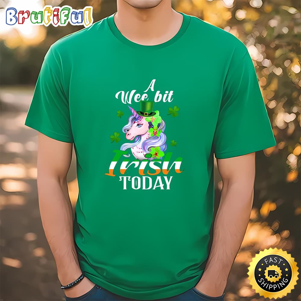 A Wee Bit Irish Today Unicorn St Patrick’s Day T Shirt Tee