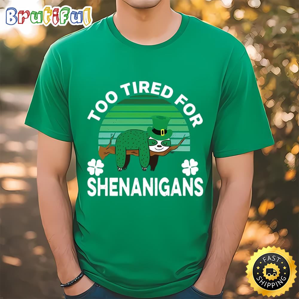 Funny Tired Sloth St. Patrick’s Day Green T Shirt Tee