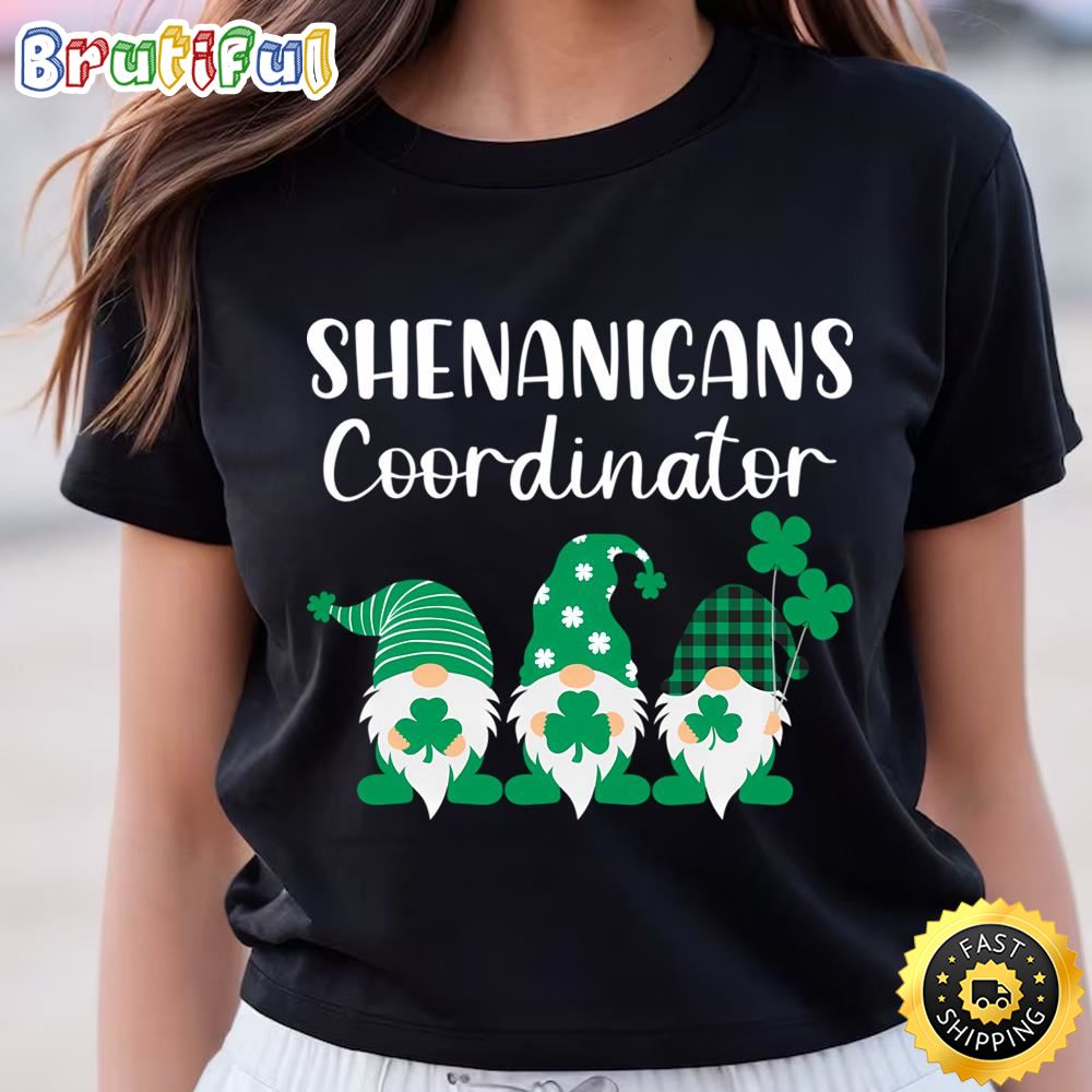 Gnomes Shenanigans Coordinator Funny St Patricks Day T Shirt Tee