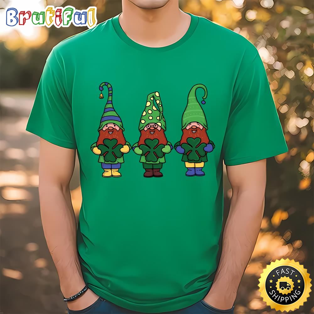 Gnomes With Shamrocks Patricks Day T Shirt Tee