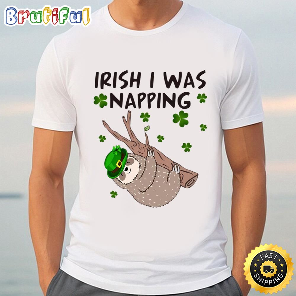 Irish I Was Napping Funny Sloth St Patricks Day On Men’s T shirt t shirt