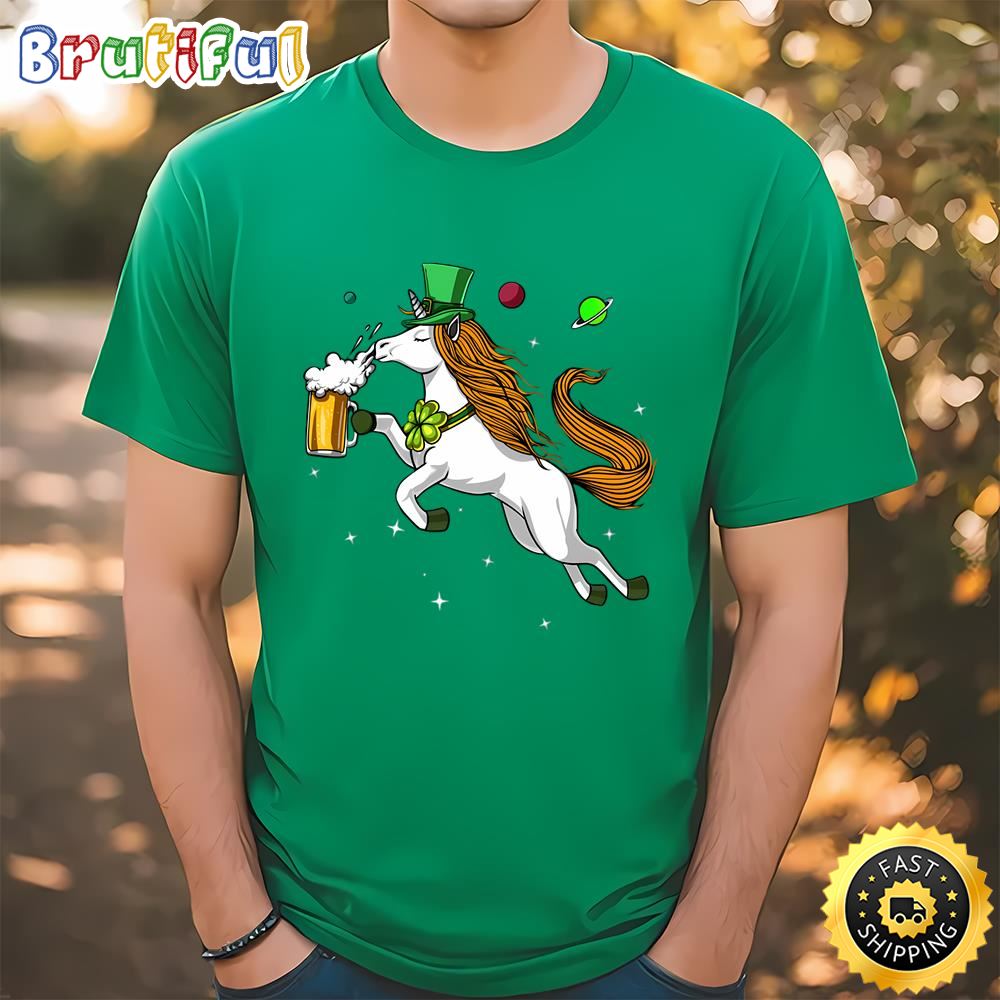 Leprechaun Unicorn St Patricks Day Beer Irish Party T Shirt Tshirt