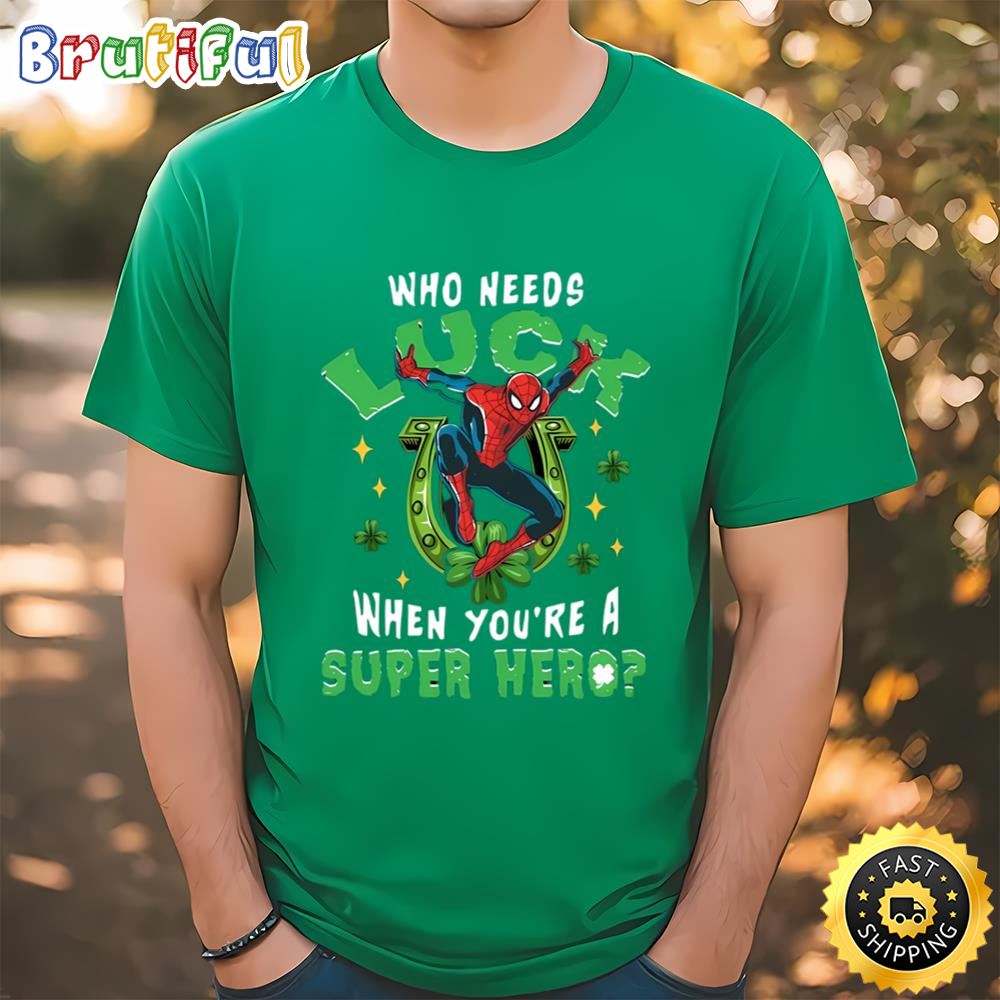 Marvel Spider Man Who Needs Luck St Patrick’s Day Shirt Tshirt