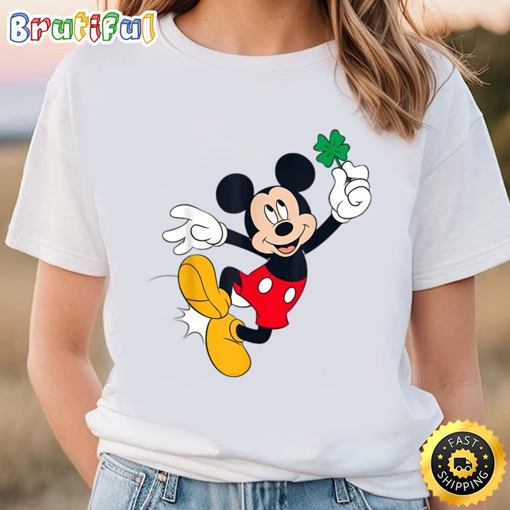 Disney Mickey Mouse Heel Click Shamrock St Patrick’s Day T Shirt Tshirt