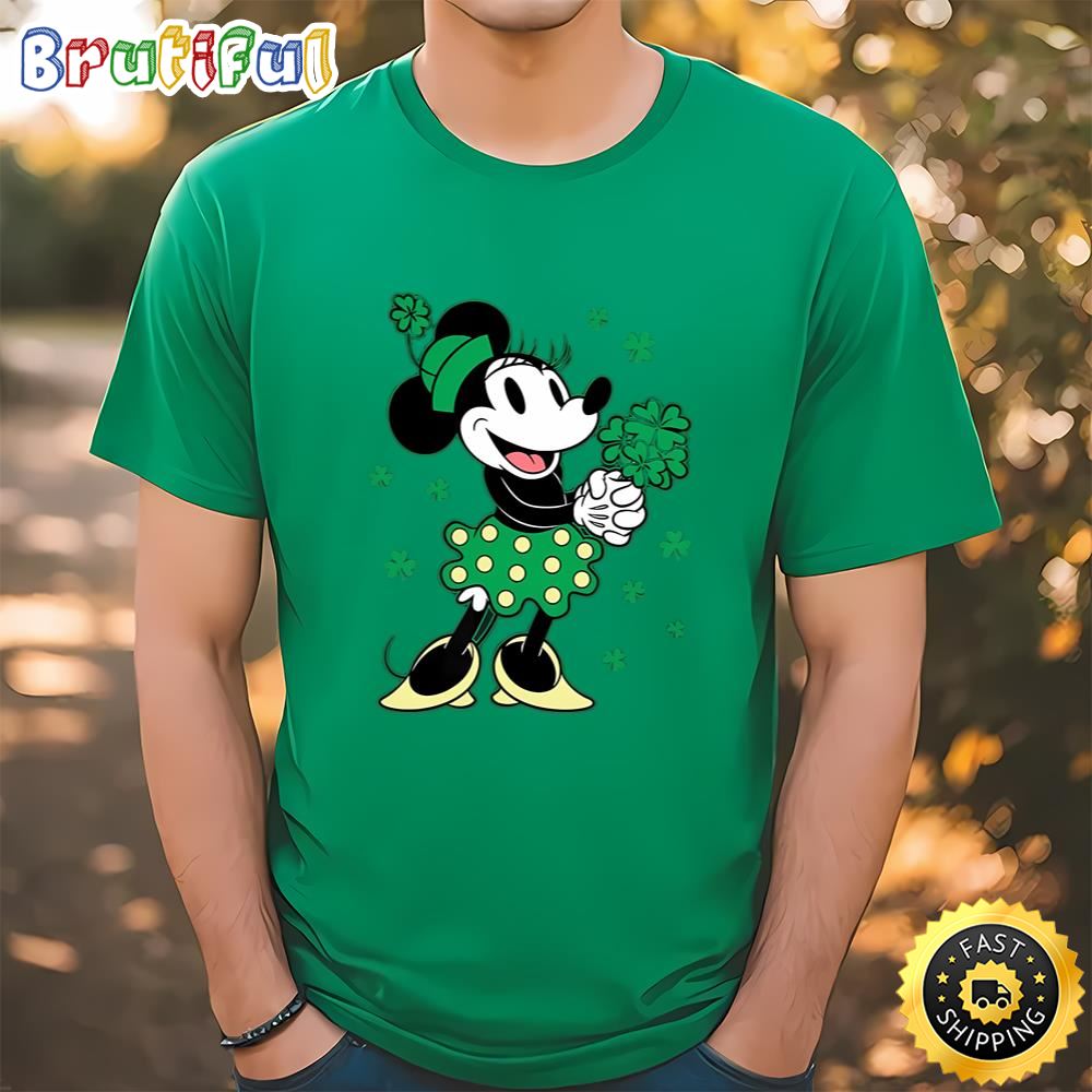 Disney Minnie Mouse Shamrock Bouquet St Patricks Day Retro Shirt Tshirt