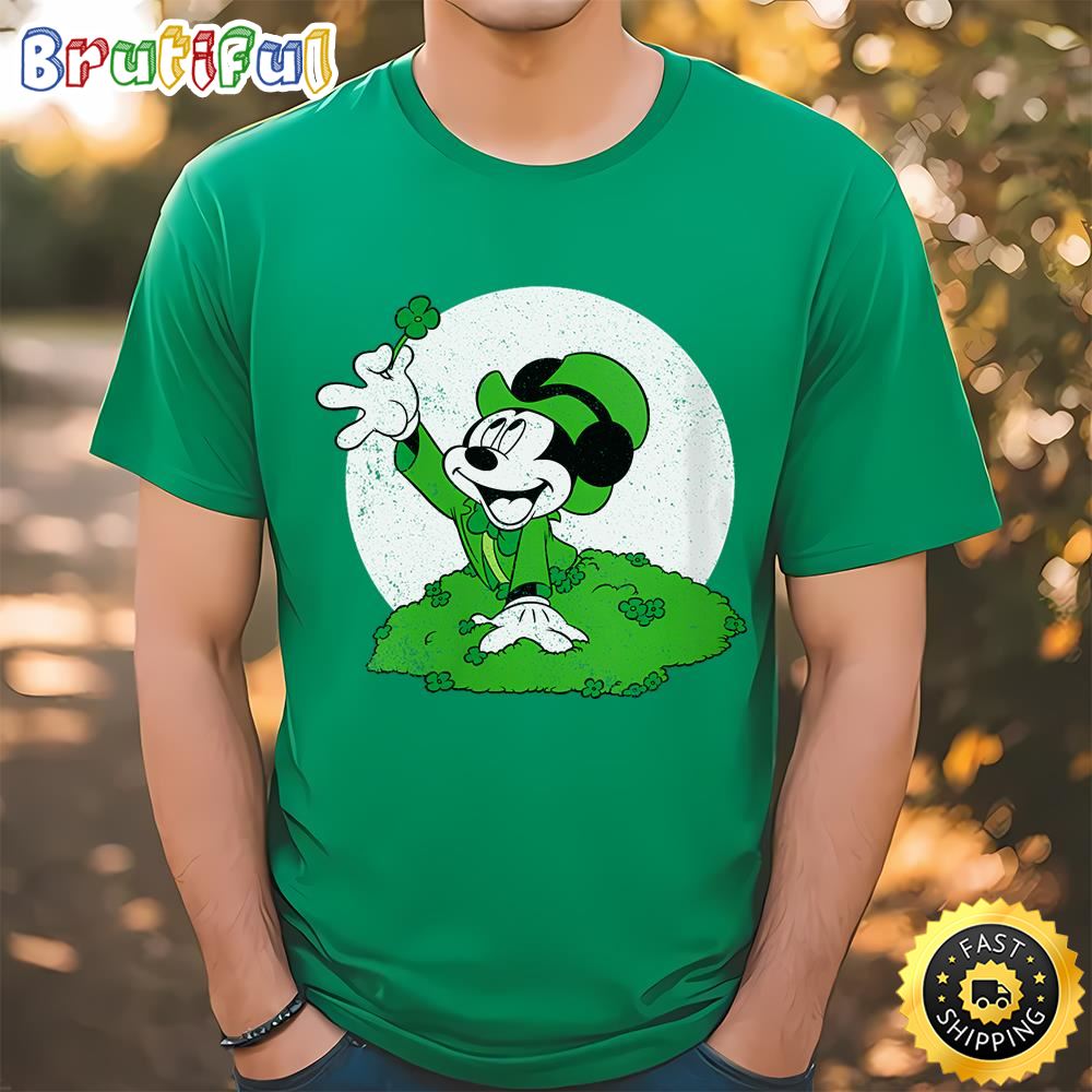 Disney Retro Mickey Mouse Four Leaf Clover St. Patrick’s Day T Shirt Tee