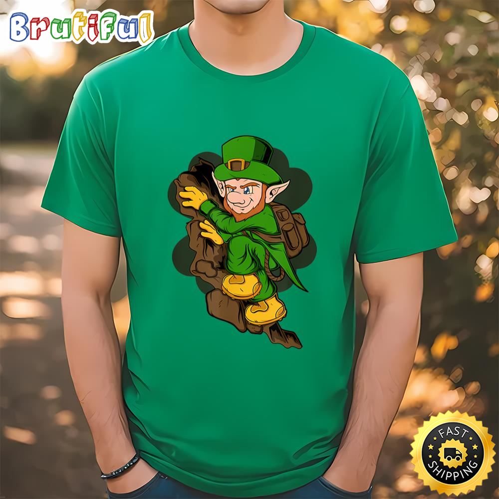 Rock Climber Leprechaun St. Patrick’s Day Rock Climbing T Shirt t shirt